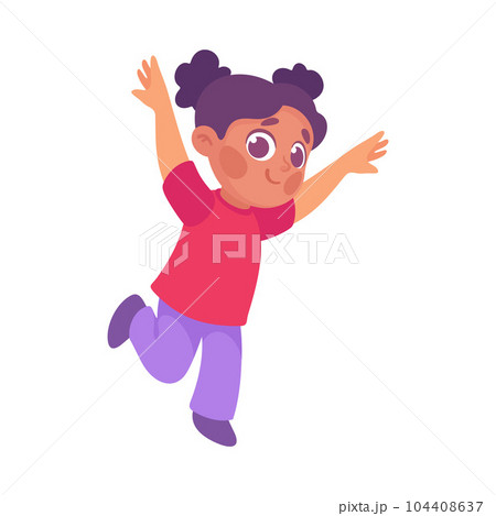 Playful Little Girl Cheering Enjoying Summer Vector Illustration Playful Little Girl Cheering Enjoying Summer Vector Illustration 104408637