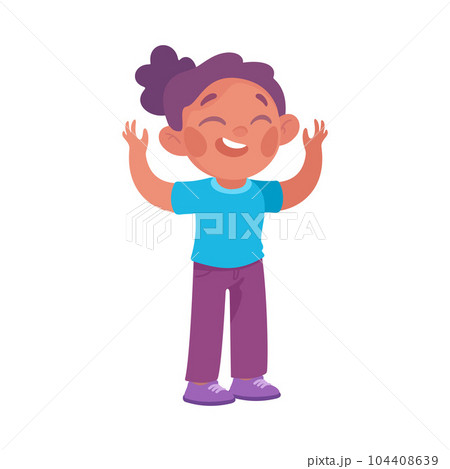 Playful Little Girl Cheering Enjoying Summer Vector Illustration Playful Little Girl Cheering Enjoying Summer Vector Illustration 104408639