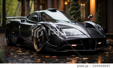 Luxury supercar sports car on street. 104408695
