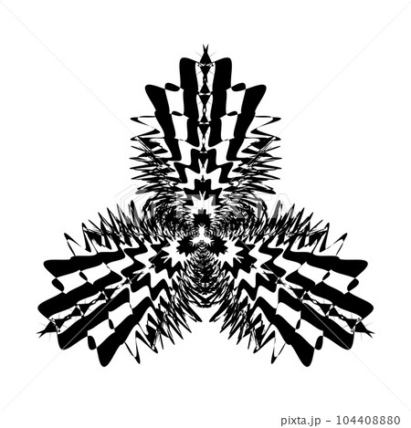 Abstract twisted black and white figure. Optical illusion of distorted surface. Twisted stripes. Stylized 3d figure. Vector illustration. Great for wall art, poster, banner, web. Abstract twisted black and white figure. Optical illusion of distorted surface. Twisted stripes. Stylized 3d figure. Vector illustration. Great for wall art, poster, banner, web. 104408880