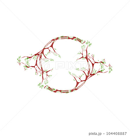 Decorative frame from tree branches drawn in ethnic style. Decorative frame from tree branches drawn in ethnic style. 104408887