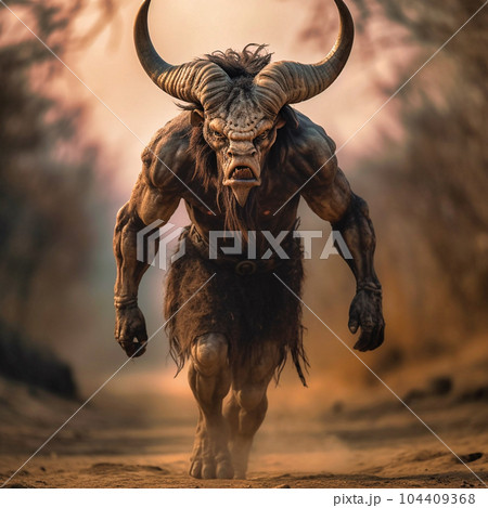 Insurer with a human torso and a bull's head, Generative AI Insurer with a human torso and a bull's head, Generative AI 104409368