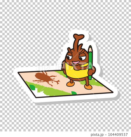 色絵筆で絵を描いているカブトムシ ラベル 色絵筆で絵を描いているカブトムシ ラベル 104409537