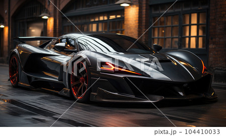 Hypercar, Superfast hypercar is parked in urban. 104410033