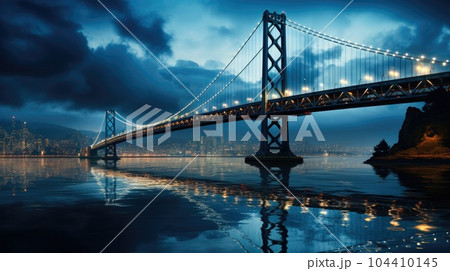 bay bridge at night, Classic view of San Francisco Bay Bridge. 104410145