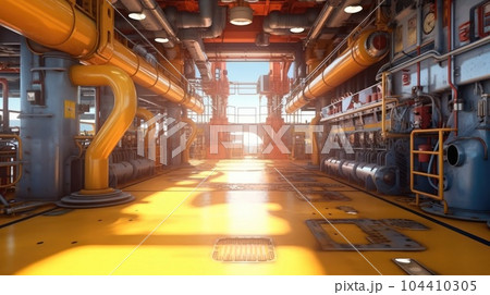 Offshore jackup drilling rig, Inside oil platform. Offshore jackup drilling rig, Inside oil platform. 104410305