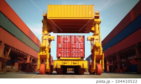 Container loading cargo freight in import and export business logistic company, Container crane. Container loading cargo freight in import and export business logistic company, Container crane. 104410522