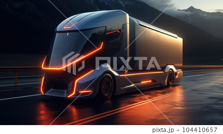 Recharging EV Truck, Self-driving electric semi truck. 104410657
