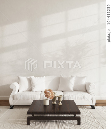 Hampton style livingroom. Home interior design 3d rendering illustration in pastel colors. Frame wall mockup Hampton style livingroom. Home interior design 3d rendering illustration in pastel colors. Frame wall mockup 104411259