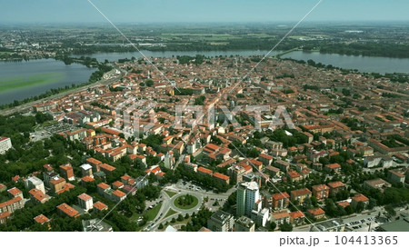 Aerial shot of the city of Mantova, Italy Aerial shot of the city of Mantova, Italy 104413365