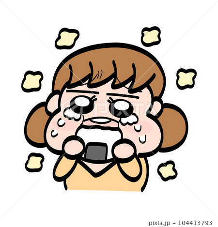 泣きながらおにぎりを食べる女の子 泣きながらおにぎりを食べる女の子 104413793