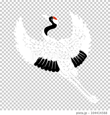 簡單撲翼鶴（丹頂鶴）的手繪插圖 104414388