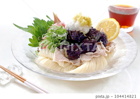 揚げなす豚しゃぶそうめん  揚げなす豚しゃぶそうめん  104414821