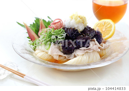 揚げなす豚しゃぶそうめん　 104414833