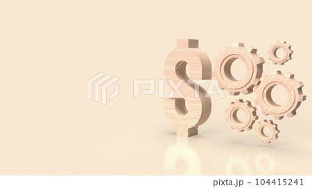 The wood dollar symbol and gear for business concept 3d rendering The wood dollar symbol and gear for business concept 3d rendering 104415241