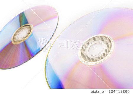 two discs SD, DVD on white background isolate 104415896