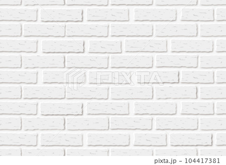 白いレンガの背景（壁紙、シームレスパターン） 104417381