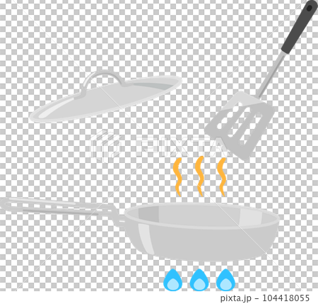 火にかけて温めたフライパン 104418055