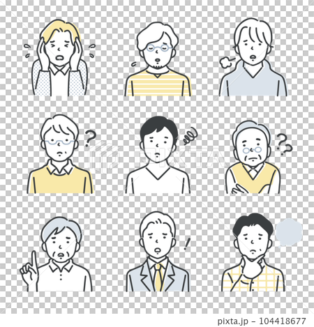 Icon set of men of various ages / negative 104418677