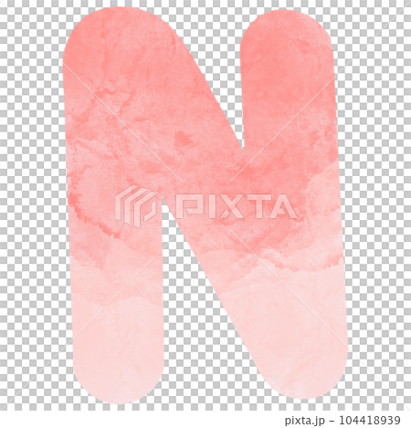Letter N hand drawn watercolor texture 104418939