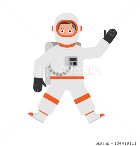 Astronaut flying cartoon isolated white background.Man in astronaut suit illustration flat design. Astronaut flying cartoon isolated white background.Man in astronaut suit illustration flat design. 104419111