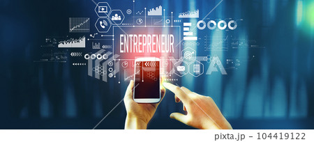 Entrepreneur theme with person using smartphone 104419122
