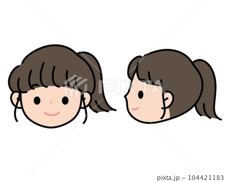 女性の顔イラスト・正面と横顔・アイコン 女性の顔イラスト・正面と横顔・アイコン 104421183