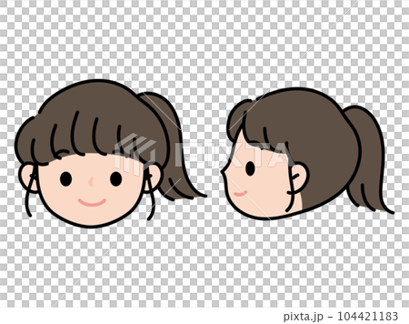 女性の顔イラスト・正面と横顔・アイコン 女性の顔イラスト・正面と横顔・アイコン 104421183