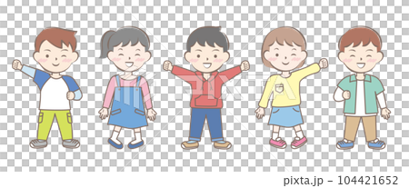 長袖の服を着た笑顔の子供たち 秋 春 全身 長袖の服を着た笑顔の子供たち 秋 春 全身 104421652