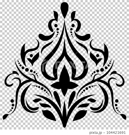 Vintage damask baroque ornament with floral retro antique style. Isolated element for wedding decoration. 104421691