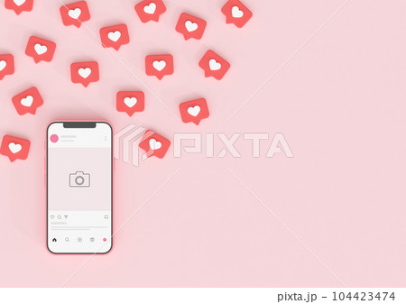 3DCG｜インスタ映え・Instagramの投稿記事にたくさんのいいねが付くイメージ 104423474