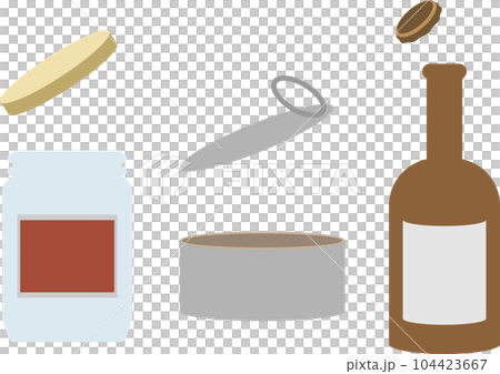 色々な容器とその蓋のイラストセット 色々な容器とその蓋のイラストセット 104423667