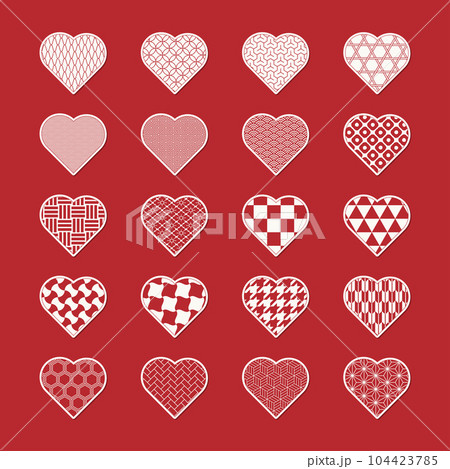 和柄ステッカーアイコン(ハート) 和柄ステッカーアイコン(ハート) 104423785