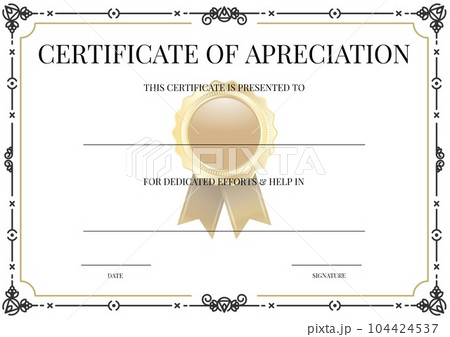 Certificate of appreciation, the certificate is present to, for dedicated efforts and help in 104424537