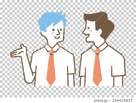 Male student wearing a uniform and having a conversation_color Male student wearing a uniform and having a conversation_color 104424837