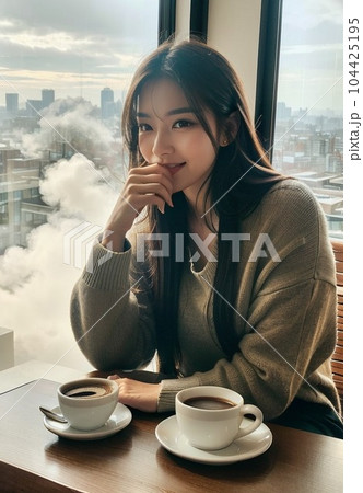 カフェ 窓辺 コーヒー 女性 デート カフェ 窓辺 コーヒー 女性 デート 104425195