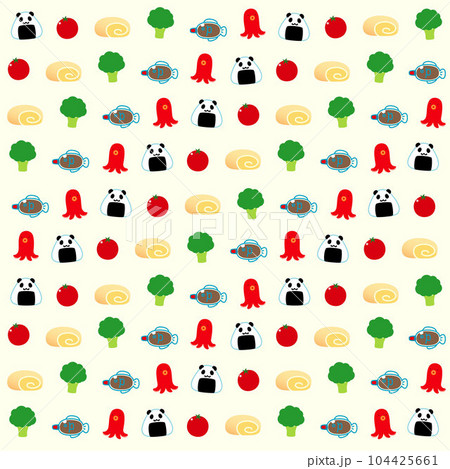 シンプルなお弁当に入れるおにぎり、おかず模様正方形型その3 104425661