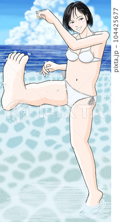 水着で足を蹴り上げる女の子34 104425677