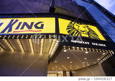 Lion King is on stage in the Broadway. one of popular drama in broadway. 104426327