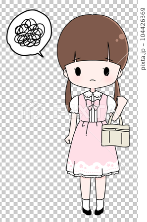 為洛麗塔時尚搭配而苦惱的女孩 104426369