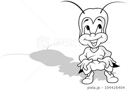 Drawing of a Cricket Sitting on the Ground Drawing of a Cricket Sitting on the Ground 104426404