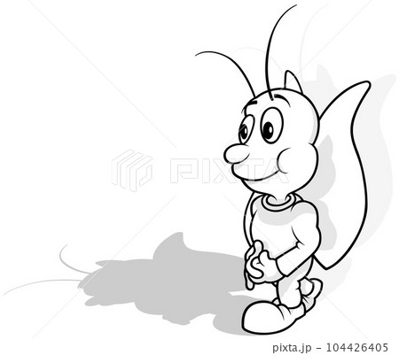 Drawing of a Funny Butterfly on a Walk 104426405