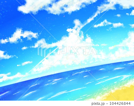 飛行機雲の見える海 104426844