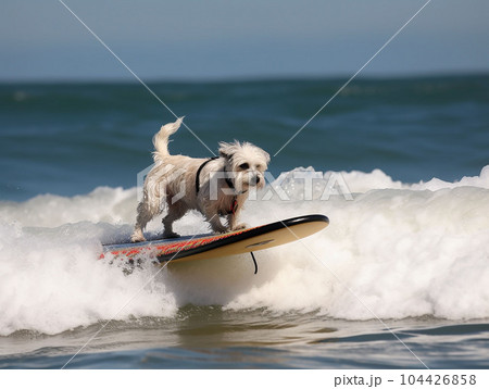 Happy dog surfer 104426858
