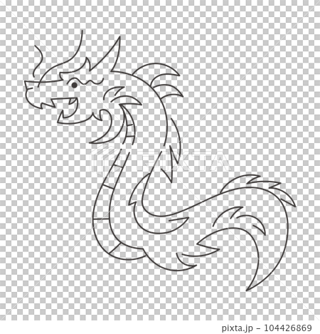 Simple dragon line drawing illustration 2024 Year of the Dragon 104426869