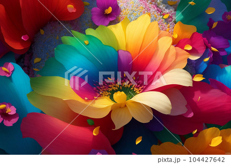 虹色の花のイラスト素材 [104427642] - PIXTA