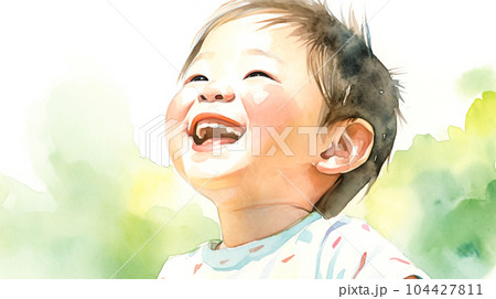 幸せそうに笑う幼い男の子「AI生成画像」 104427811