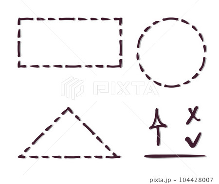 Frames outline set. Hand drawn decorative doodle black ink brush stroke borders, scribbled dash line, circle, square, rectangle, triangle geometric shapes Frames outline set. Hand drawn decorative doodle black ink brush stroke borders, scribbled dash line, circle, square, rectangle, triangle geometric shapes 104428007