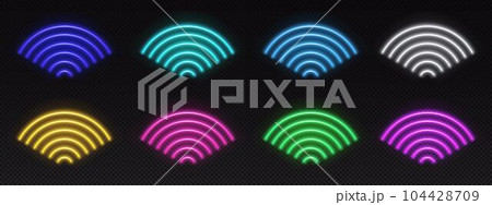 Wifi neon internet signal light glow icon vector Wifi neon internet signal light glow icon vector 104428709
