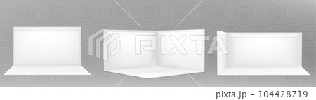 Set of realistic 3D booth mockups Set of realistic 3D booth mockups 104428719